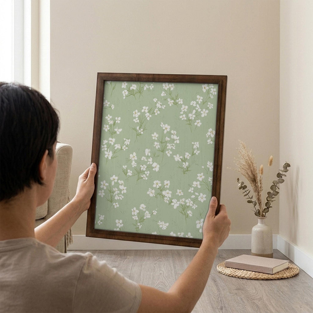 Floral Wall Art, Wood Picture Frame, Sage Green Decor, 3D Layered Wood Sign, Flower Canvas Art, Wildflower Print, Cottagecore Home Decor