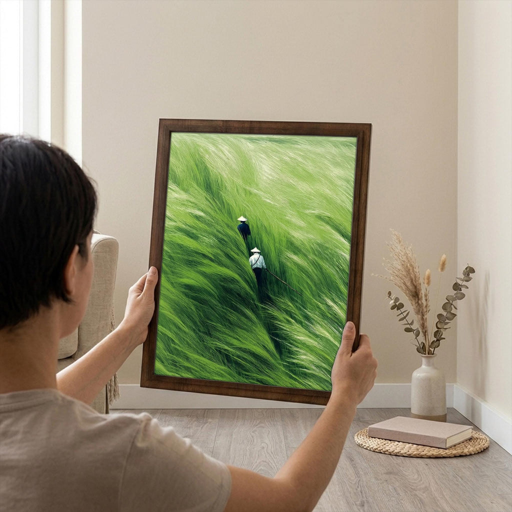 Landscape Wall Art, Wood Picture Frame, Vietnam Rice Field, 3D Layered Wood Sign, Nature Canvas Art, Farmhouse Wall Decor, Housewarming Gift