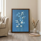 Floral Wall Art, Wood Picture Frame, Blue Flower Decor, 3D Layered Wood Sign, Flower Canvas Art, Wildflower Print, Cottagecore Home Decor