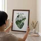 Anatomical Heart Art, Wood Picture Frame, Botanical Heart Sign, 3D Layered Wood Art, Heart Canvas Print, Medical Gift, Rustic Home Decor