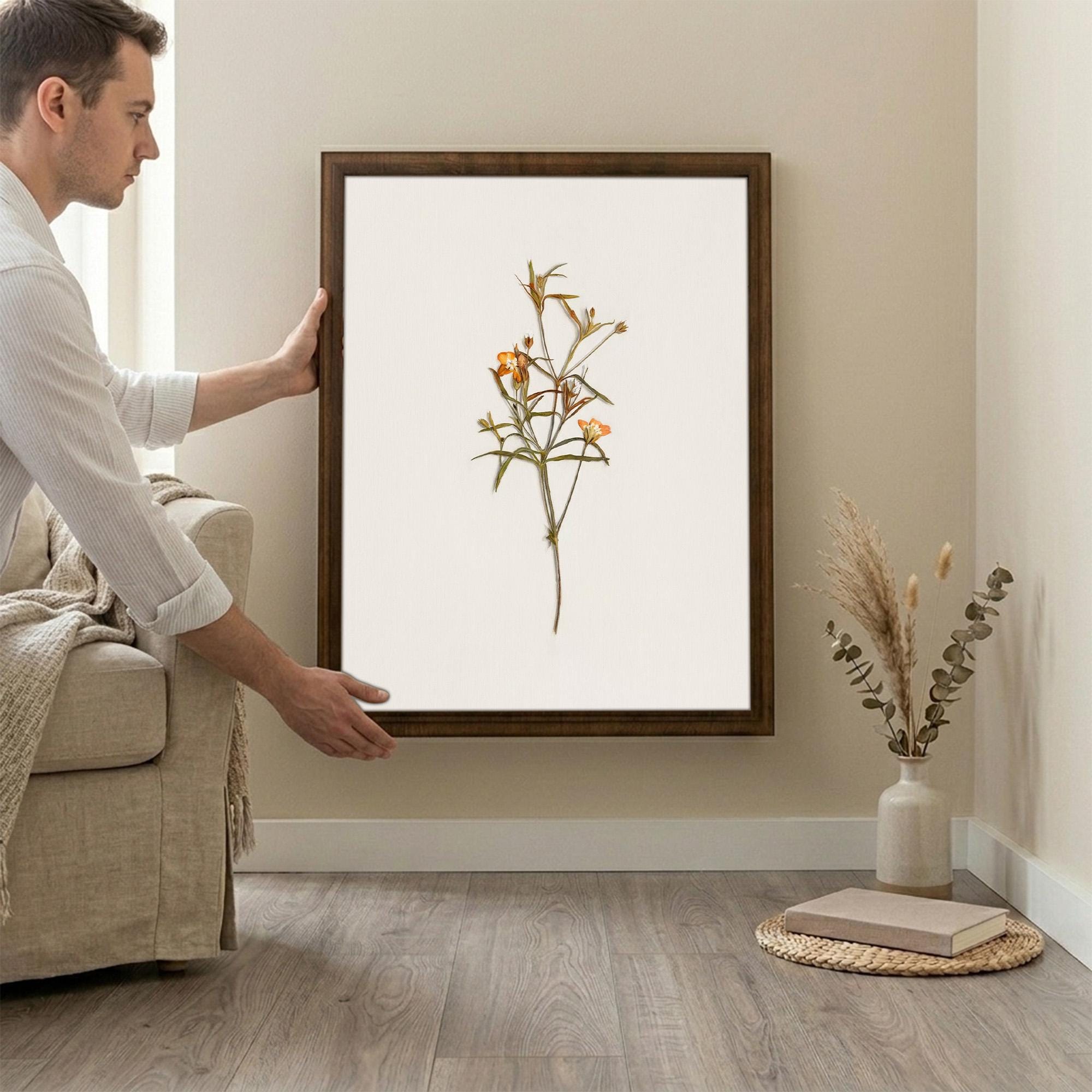 Pressed Flower Art, Wood Picture Frame, Botanical Wall Decor, 3D Layered Wood Sign, Wildflower Canvas, Plant Lover Gift, Rustic Home Decor