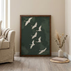 Crane Wall Art, Wood Picture Frame, Flying Bird Decor, 3D Layered Wood Sign, Japanese Art Print, Wildlife Canvas, Housewarming Gift