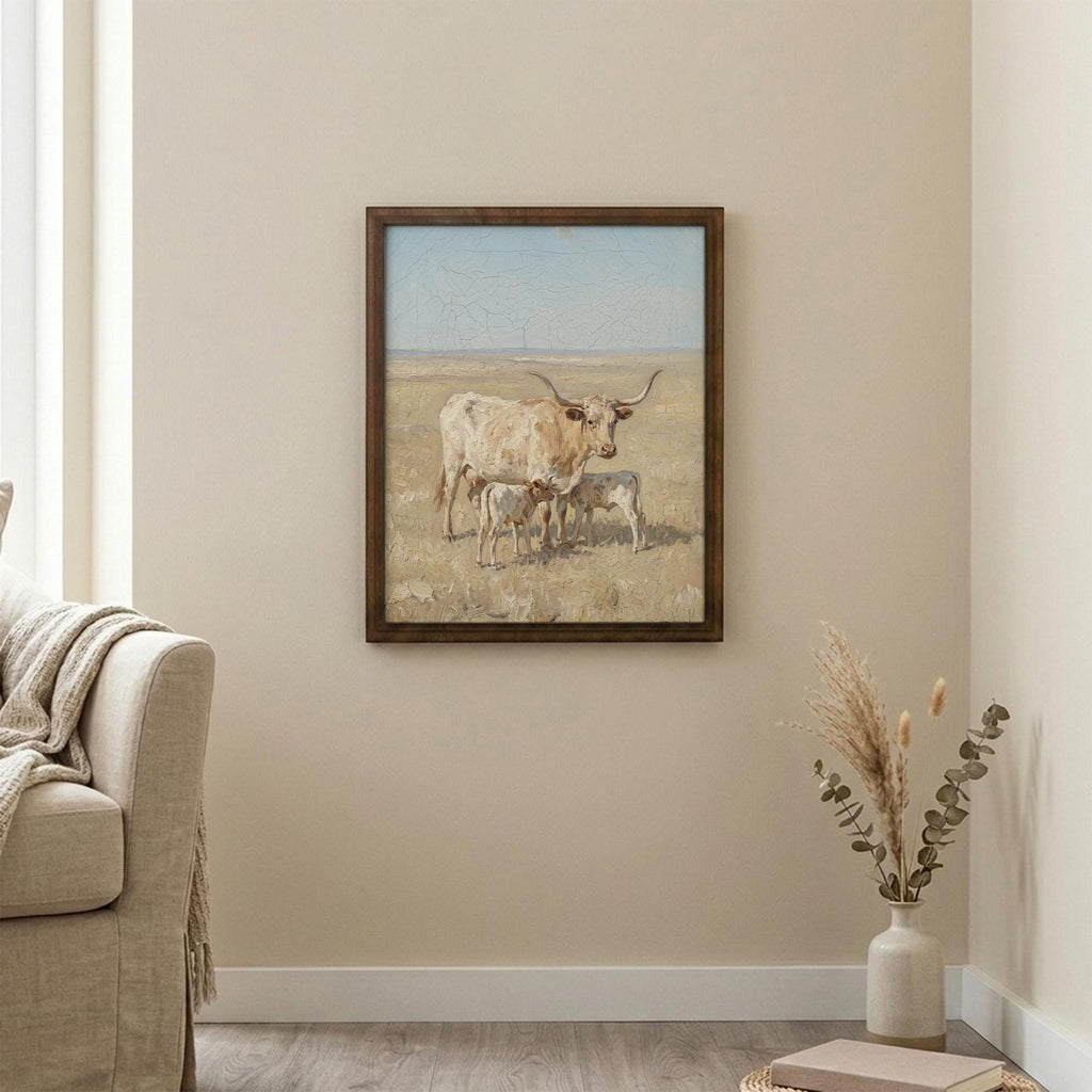 Longhorn Wall Art, Wood Picture Frame, Country Cow Decor, 3D Layered Wood Sign, Western Canvas Print, Farmhouse Gift, Rustic Home Decor