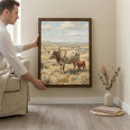 Longhorn Wall Art, Wood Picture Frame, Country Cow Decor, 3D Layered Wood Sign, Western Canvas Print, Farmhouse Gift, Rustic Home Decor