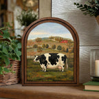 Arched Cow Frame, Country Farmhouse Decor, Wooden Cow Art, Rustic Wood Frame, Canvas Farm Art, 3D Layered Frame, Cow Lover Gift Wall Decor