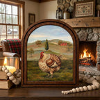 Arched Chicken Frame, Country Farmhouse Decor, Wooden Hen Art, Rustic Wood Frame, Canvas Farm Art, 3D Layered Frame, Wall Hanging Art Decor