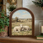 Arched Lamb Frame, Country Farmhouse Decor, Wooden Sheep Art, Rustic Wood Frame, Canvas Farm Art, 3D Layered Frame, Sheep Lover Gift Decor
