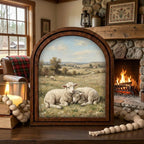 Arched Lamb Frame, Country Farmhouse Decor, Wooden Sheep Art, Rustic Wood Frame, Canvas Farm Art, 3D Layered Frame, Sheep Lover Gift Decor