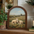 Arched Lamb Frame, Country Farmhouse Decor, Wooden Sheep Art, Rustic Wood Frame, Canvas Farm Art, 3D Layered Frame, Sheep Lover Gift Decor