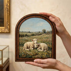 Arched Lamb Frame, Country Farmhouse Decor, Wooden Sheep Art, Rustic Wood Frame, Canvas Farm Art, 3D Layered Frame, Sheep Lover Gift Decor