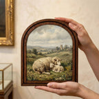 Arched Sheep Frame, Country Farmhouse Decor, Wooden Lamb Art, Rustic Wood Frame, Canvas Farm Art, 3D Layered Frame, Sheep Lover Gift Decor