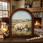 Arched Sheep Frame, Country Farmhouse Decor, Wooden Lamb Art, Rustic Wood Frame, Canvas Farm Art, 3D Layered Frame, Sheep Lover Gift Decor