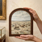 Arched Highland Cow Frame, Country Farmhouse Decor, Wooden Cattle Art, Rustic Wood Frame, Canvas Farm Art, 3D Layered Frame, Wall Hanging