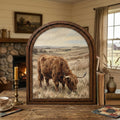 Arched Highland Cow Frame, Country Farmhouse Decor, Wooden Cattle Art, Rustic Wood Frame, Canvas Farm Art, 3D Layered Frame, Cow Lover Gift