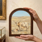 Arched Longhorn Frame, Country Farmhouse Decor, Wooden Cow Art, Rustic Wood Frame, Canvas Farm Art, 3D Layered Frame, Cow Lover Gift Decor