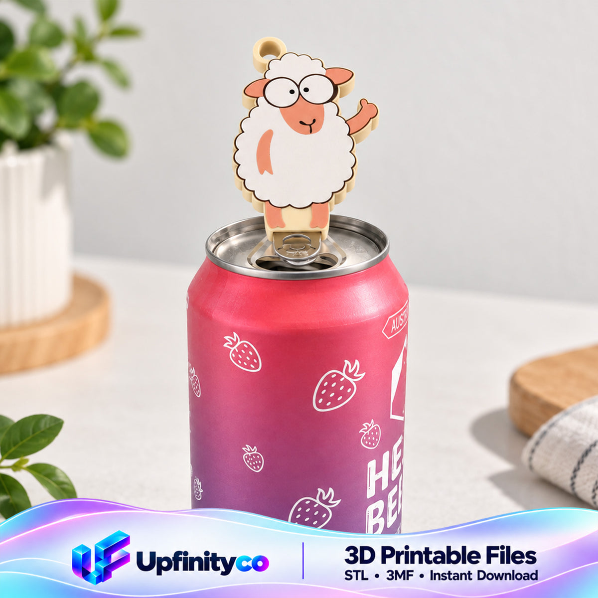 Sheep Soda Can Opener Keychain STL File with Nail Saver