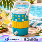 Summer Beach Mini Jug Can Cooler STL File with Palm Trees and Hibiscus