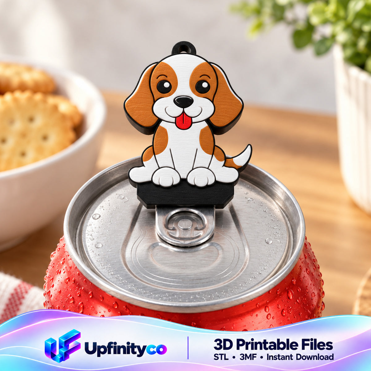Beagle Puppy Soda Can Opener Keychain STL File with Nail Saver