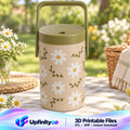 Daisy Flower Can Cooler STL with Olive Handle and Lid