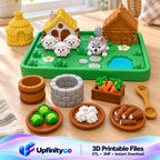 Lambs and Wolf Playset STL Bundle with Houses Meadow Tray and Food