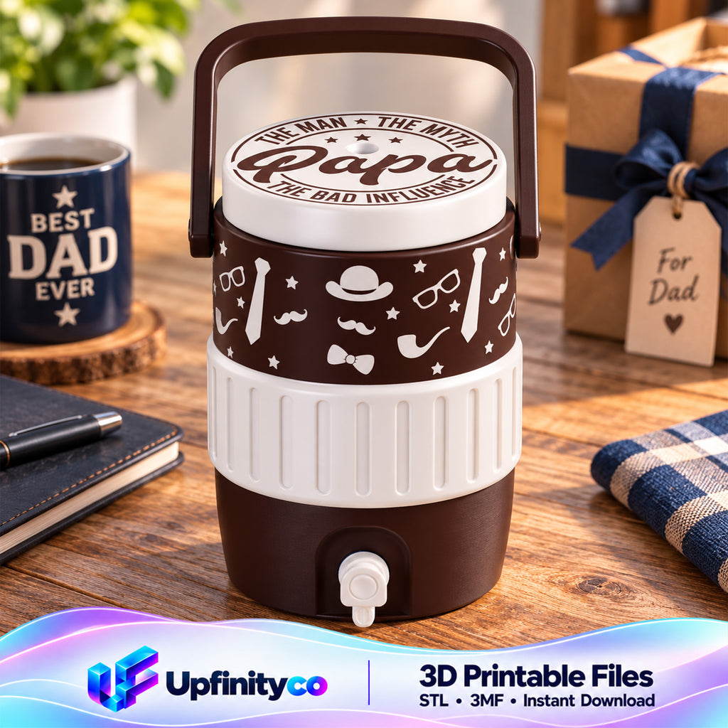 Papa The Man The Myth The Bad Influence Mini Water Cooler STL Brown