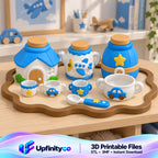 Airplane and Car Playset STL Bundle with Teapot Cups Tray and Jars