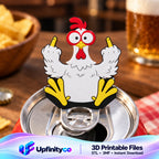 Funny Chicken Soda Can Opener Keychain STL File with Nail Saver