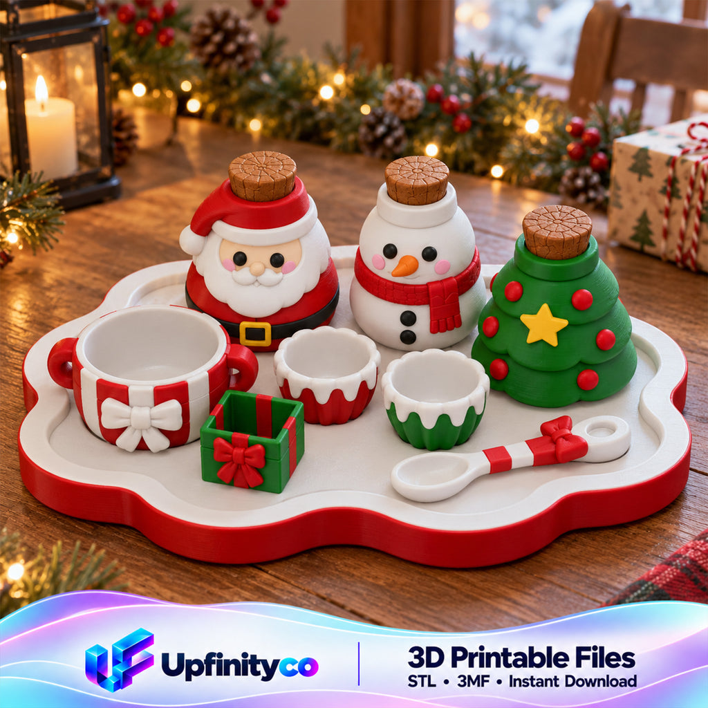 Christmas Playset STL Bundle with Santa Snowman Tree Jars and Tray