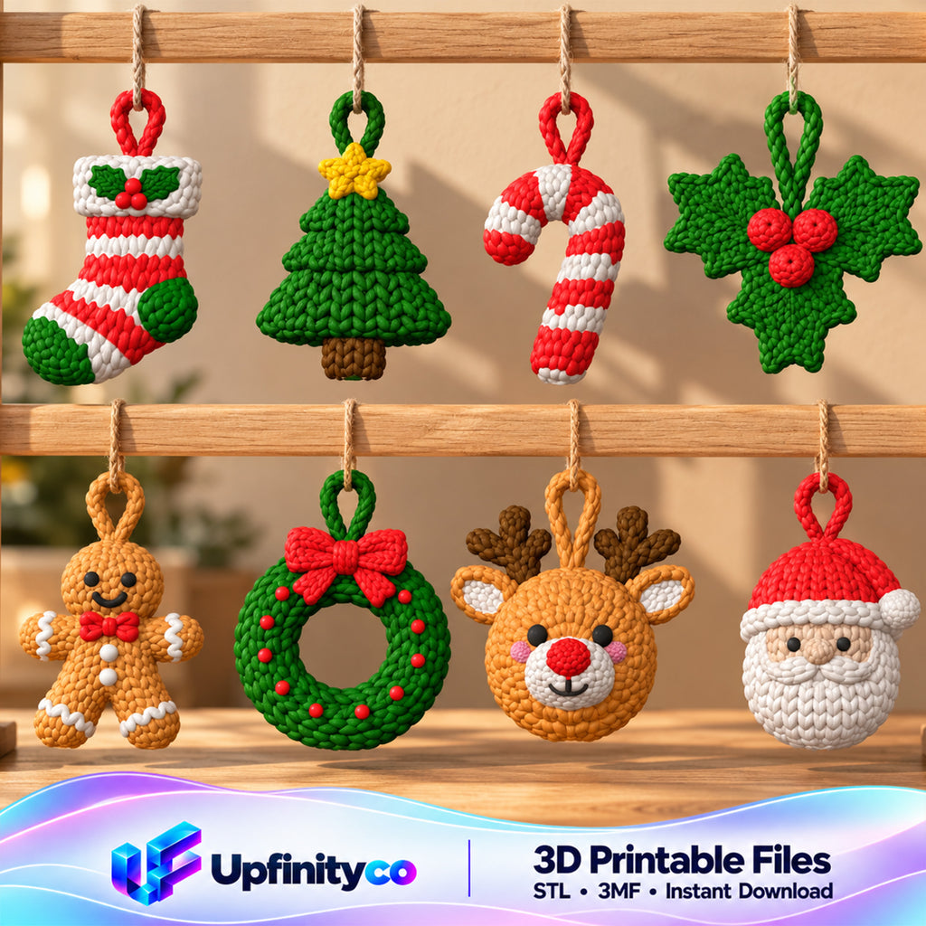 Christmas Knitted Ornament STL Bundle with 8 Designs