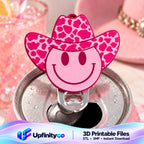 Pink Cowboy Hat Smiley Soda Can Opener Keychain STL File