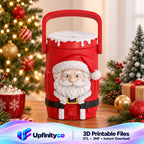 Christmas Can Cooler STL with Santa Face and Snowy Lid 1
