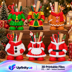 Christmas Pen Holder STL Set with Elf Santa Snowman and Nutc 1