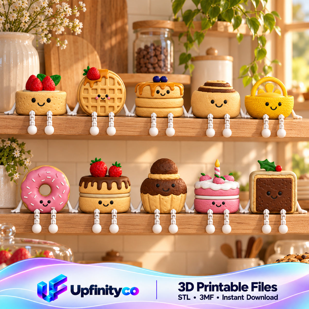 Dessert Shelf Sitter STL Bundle with Cake Donut Waffle and P 1
