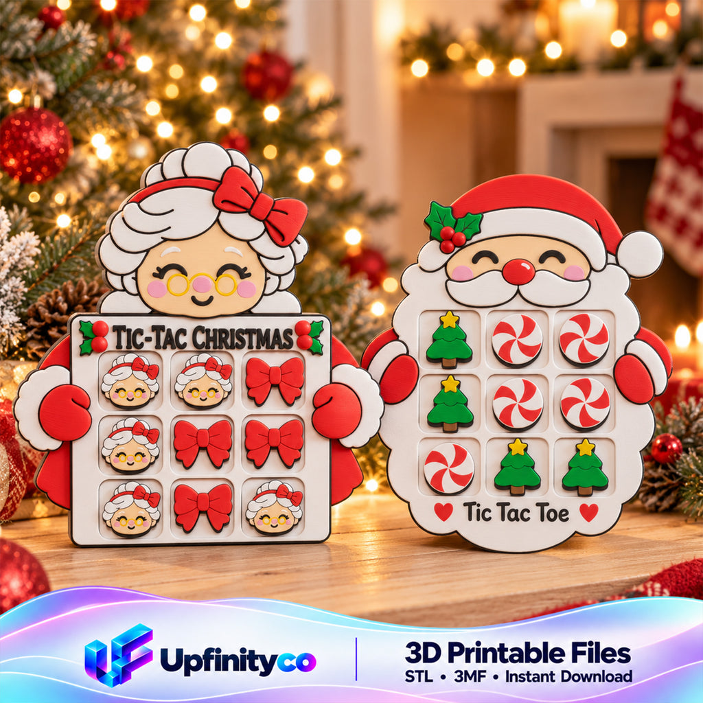 Christmas Tic Tac Toe STL Bundle with Santa and Mrs Claus Boards