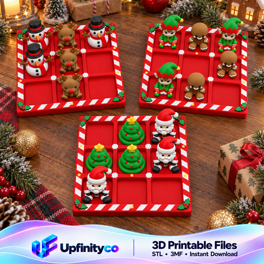 Christmas Tic Tac Toe STL Bundle with 3 Holiday Game Boards 1