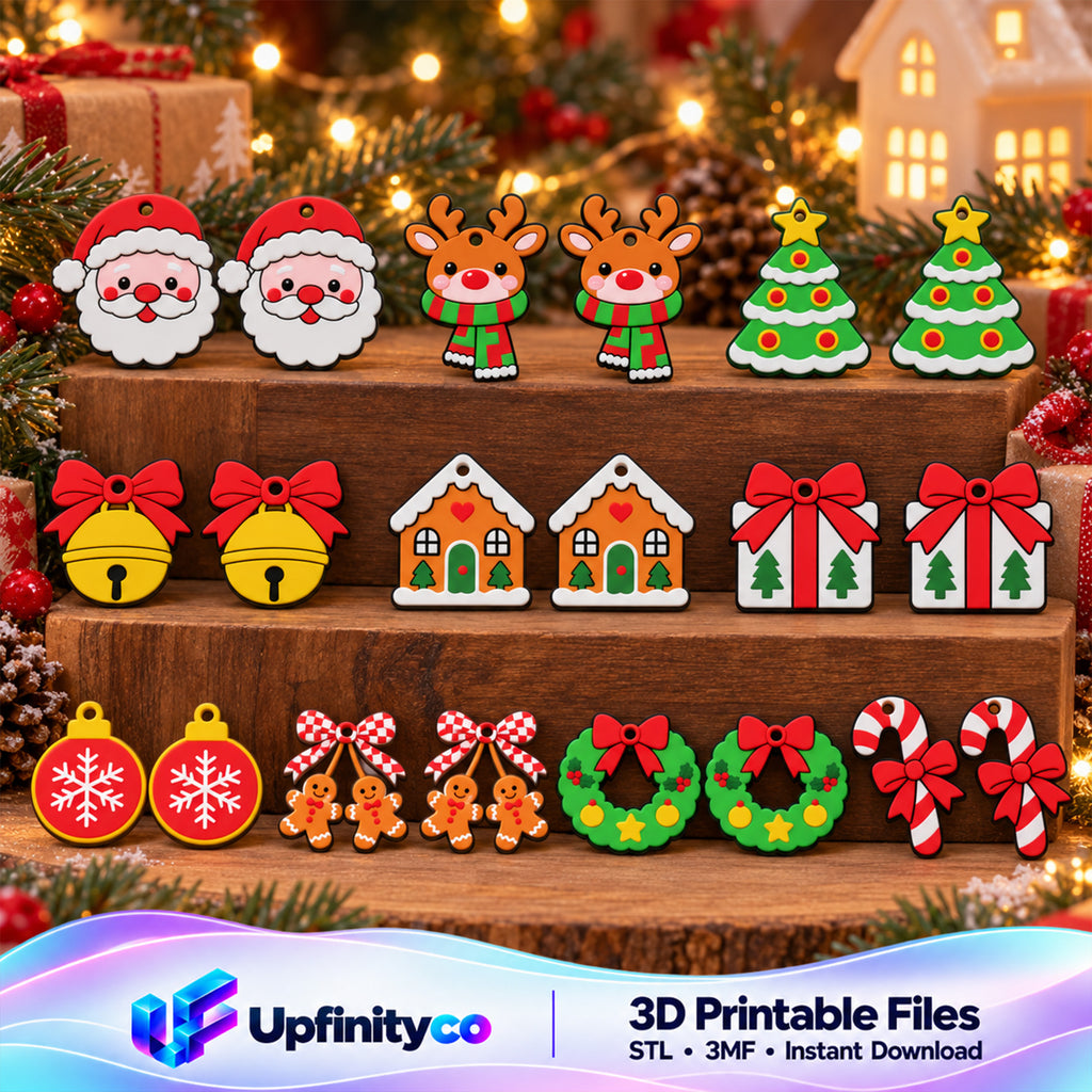 Christmas Earrings STL Bundle with 10 Cute Holiday Designs 1