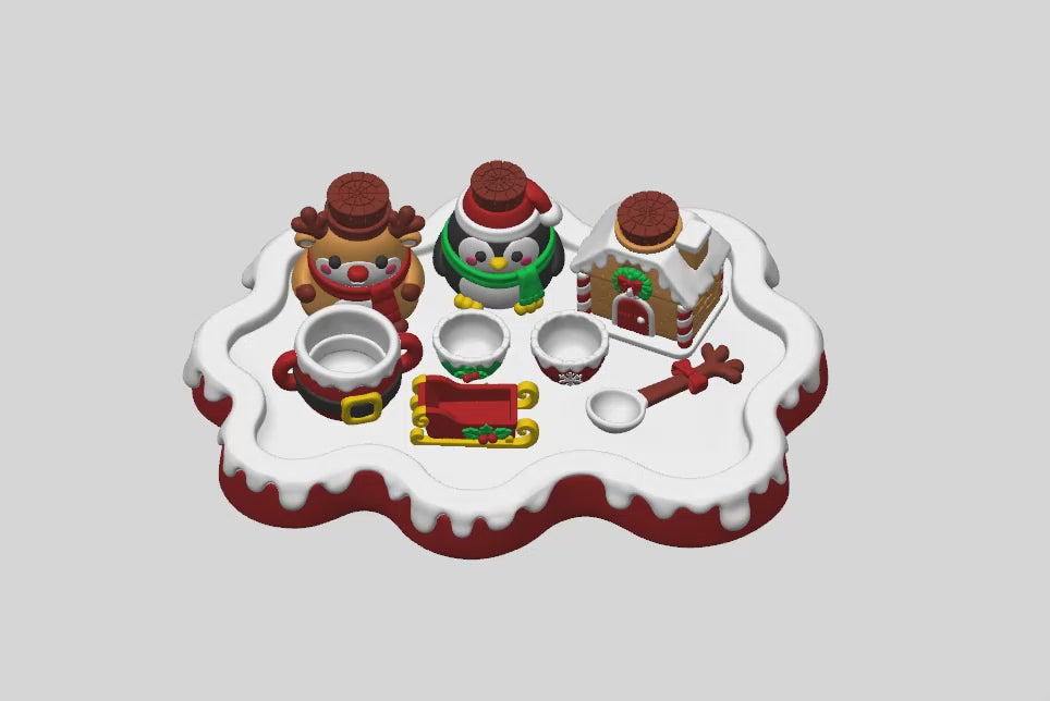 Christmas Playset STL Bundle with Reindeer Penguin Gingerbread House