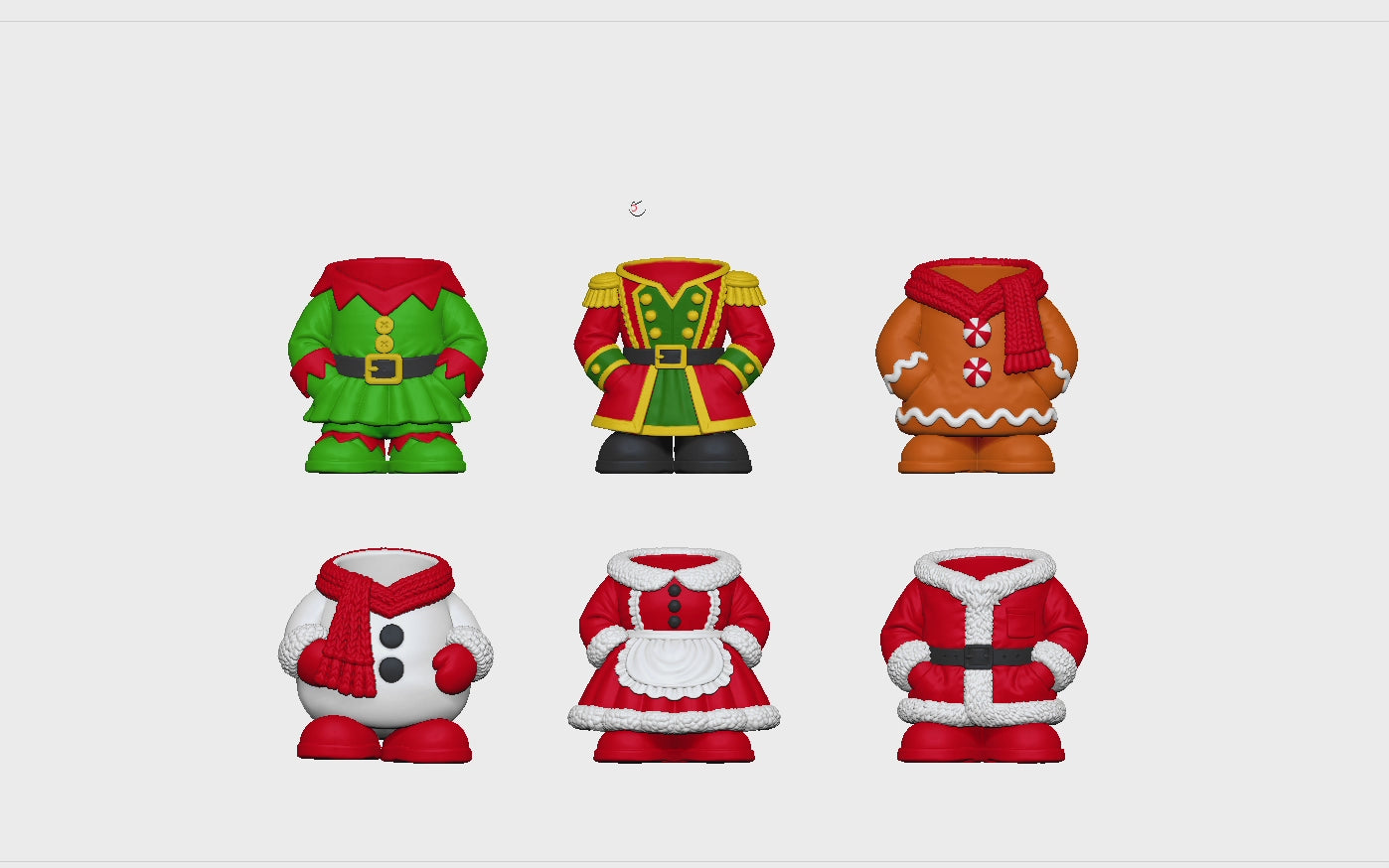 Christmas Pen Holder STL Set with Elf Santa Snowman and Nutc 2