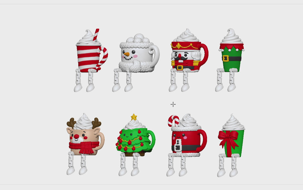 Christmas Hot Cocoa Mug Shelf Sitter STL Bundle with Flexi Legs