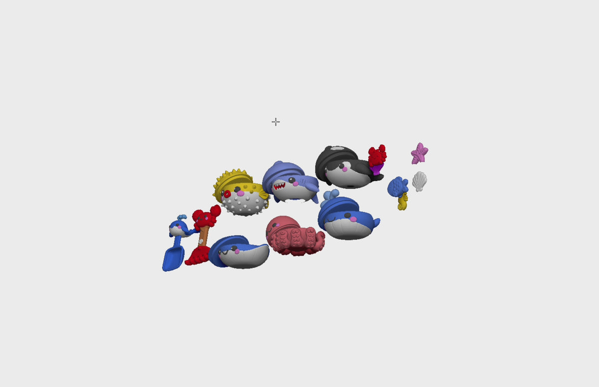 Ocean Animal Sandbox STL Bundle with Shark Orca Whale Octopus Puffer
