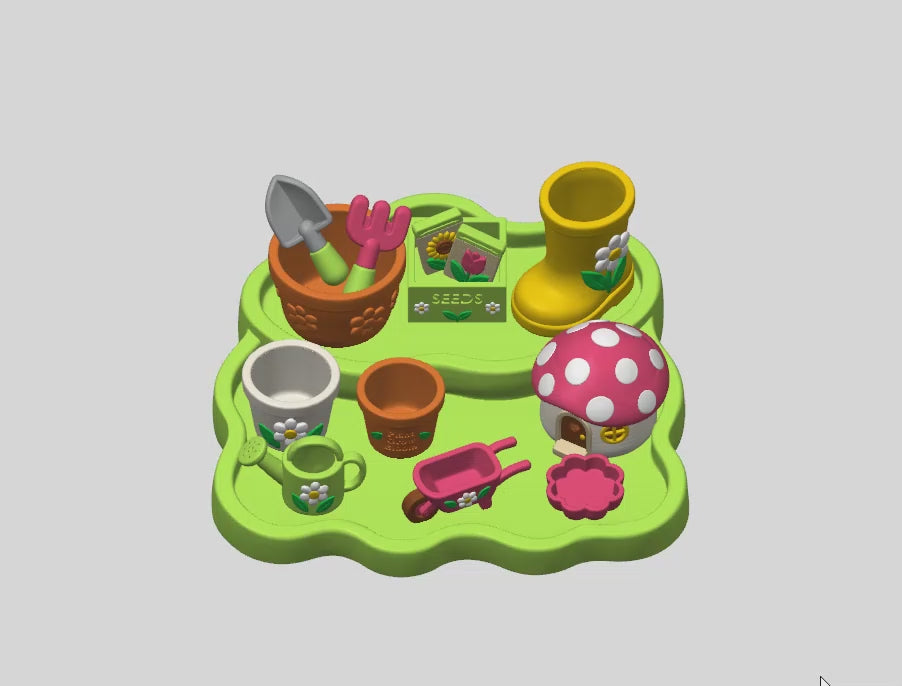 Gardening Playset STL Bundle with Wheelbarrow Watering Can and Pots