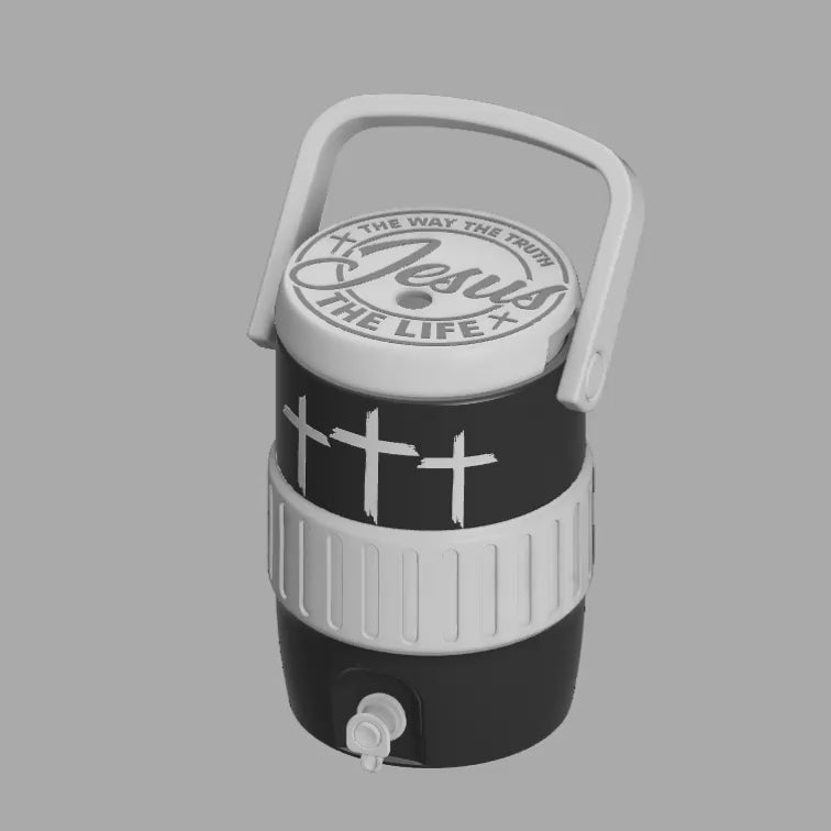 Christian Jesus Three Crosses Mini Water Cooler STL Black and White
