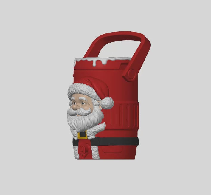 Christmas Can Cooler STL with Santa Face and Snowy Lid 2