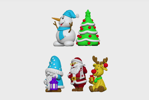 Christmas Figurines STL Set with Gnome Santa Tree Reindeer S 2