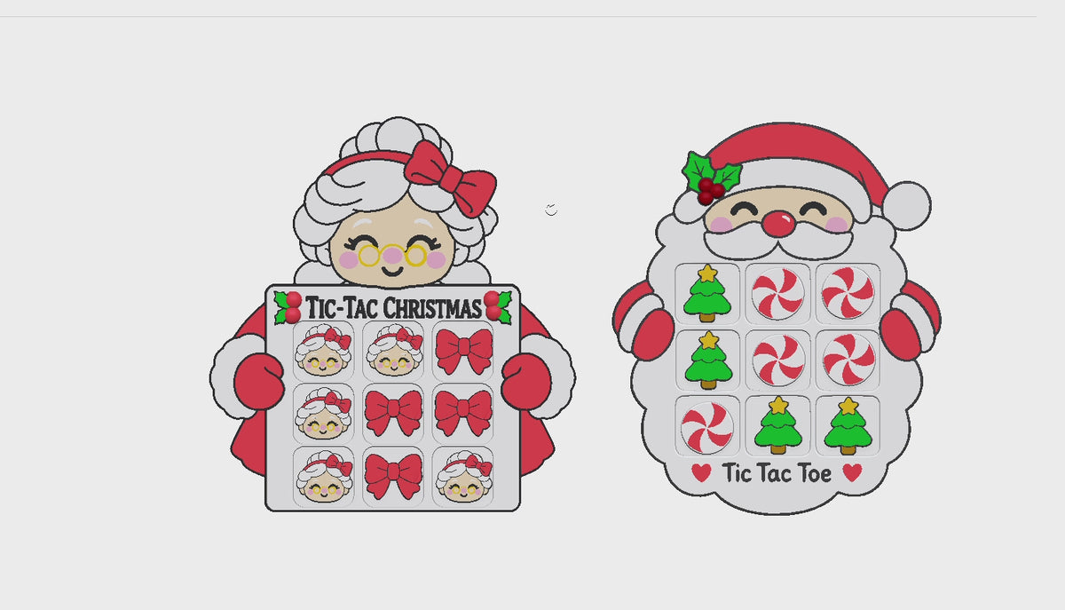Christmas Tic Tac Toe STL Bundle with Santa and Mrs Claus Boards