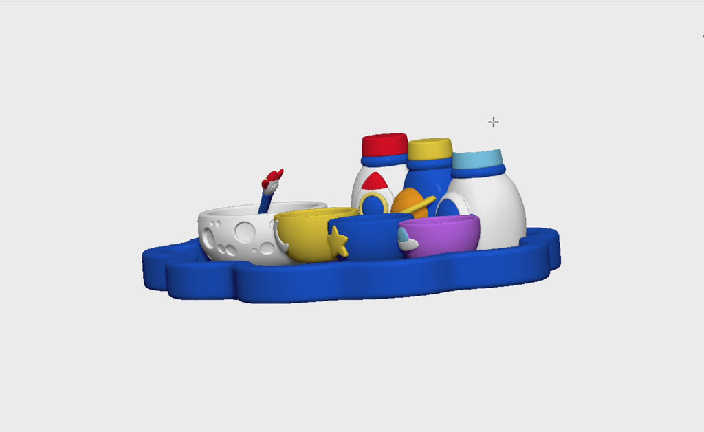Space Playset STL Bundle with Tray Bowls Bottles and Spoon