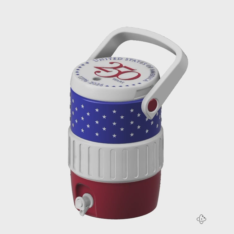 4th of July Patriotic Mini Water Cooler STL in Red White and Blue