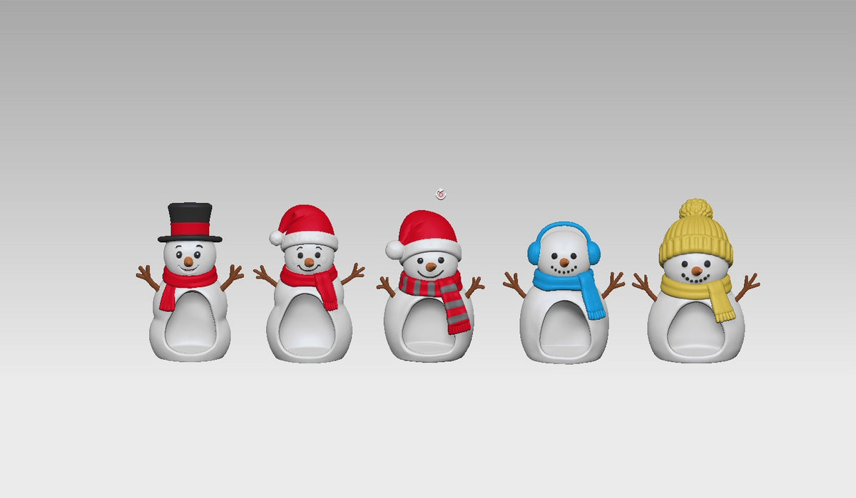 Snowman Candle Holder STL Bundle with Hats Scarves and Earmu 2