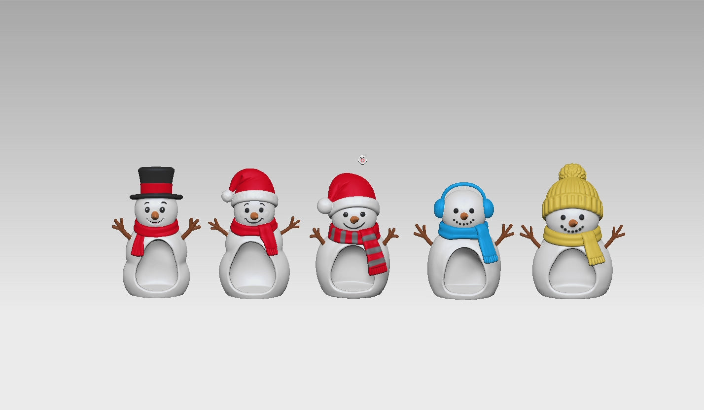 Snowman Candle Holder STL Bundle with Hats Scarves and Earmu 2