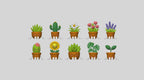 Plant Shelf Sitter STL Bundle with Cactus Succulent and Flow 2